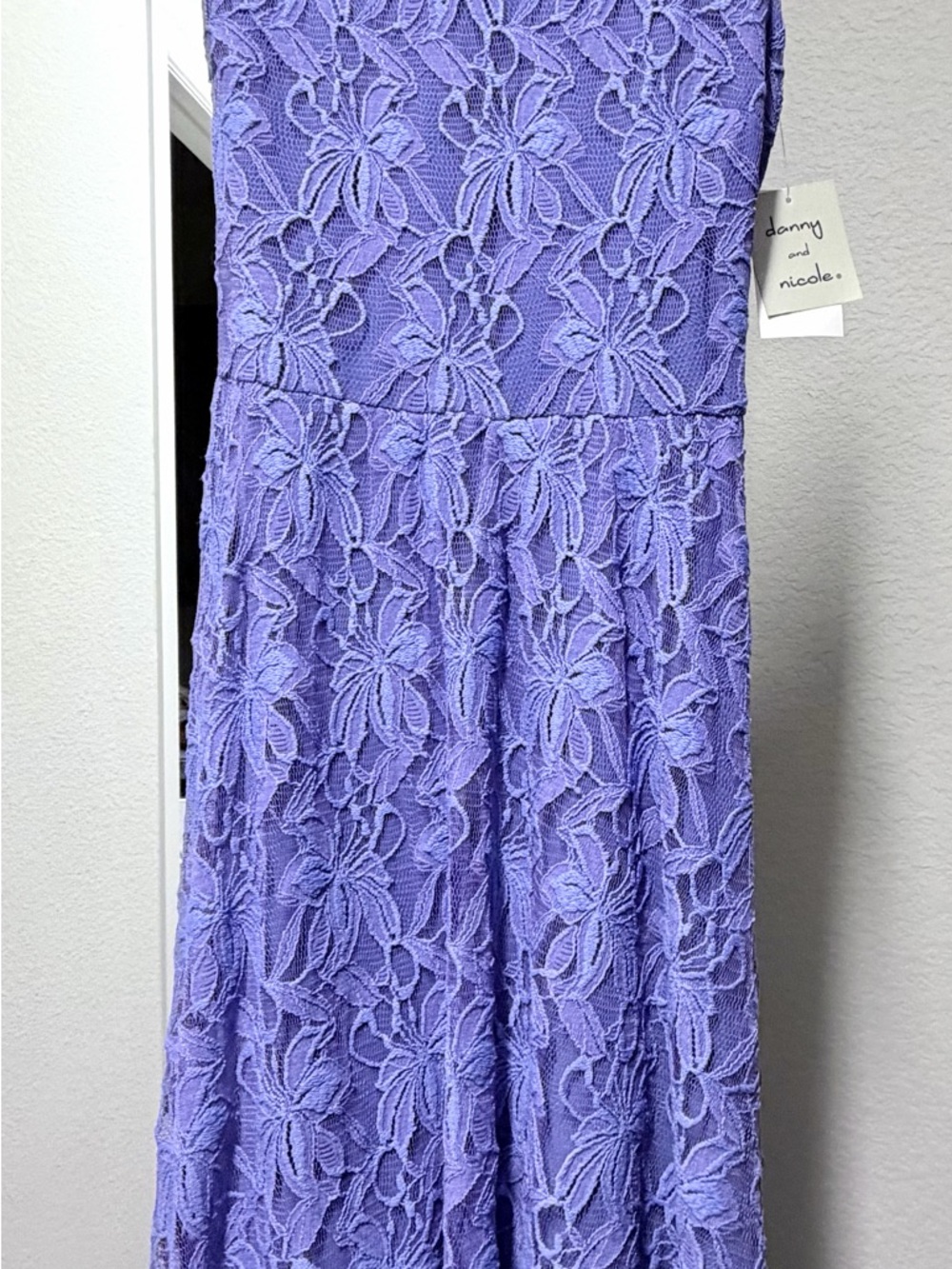Danny & Nicole Lavender Floral Lace Midi Dress